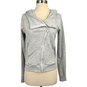 Lululemon Coast Hoodie Jacket Heathered Core Ultra Light Grey Size 4 Thumbholes